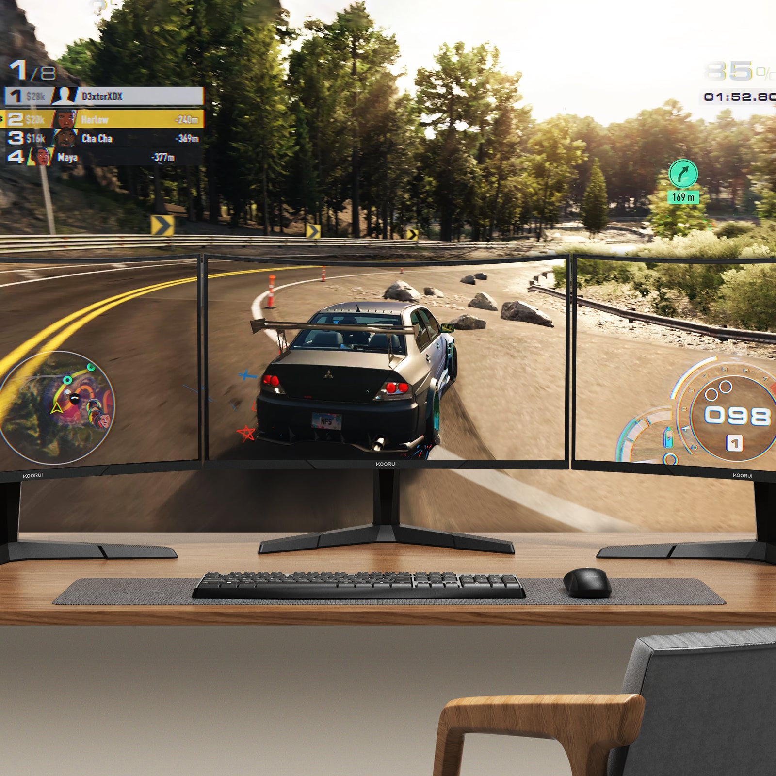 KOORUI 24 inch Curved Gaming Monitor 180Hz FHD 1080P, 1ms 1500R Display 24E6CA