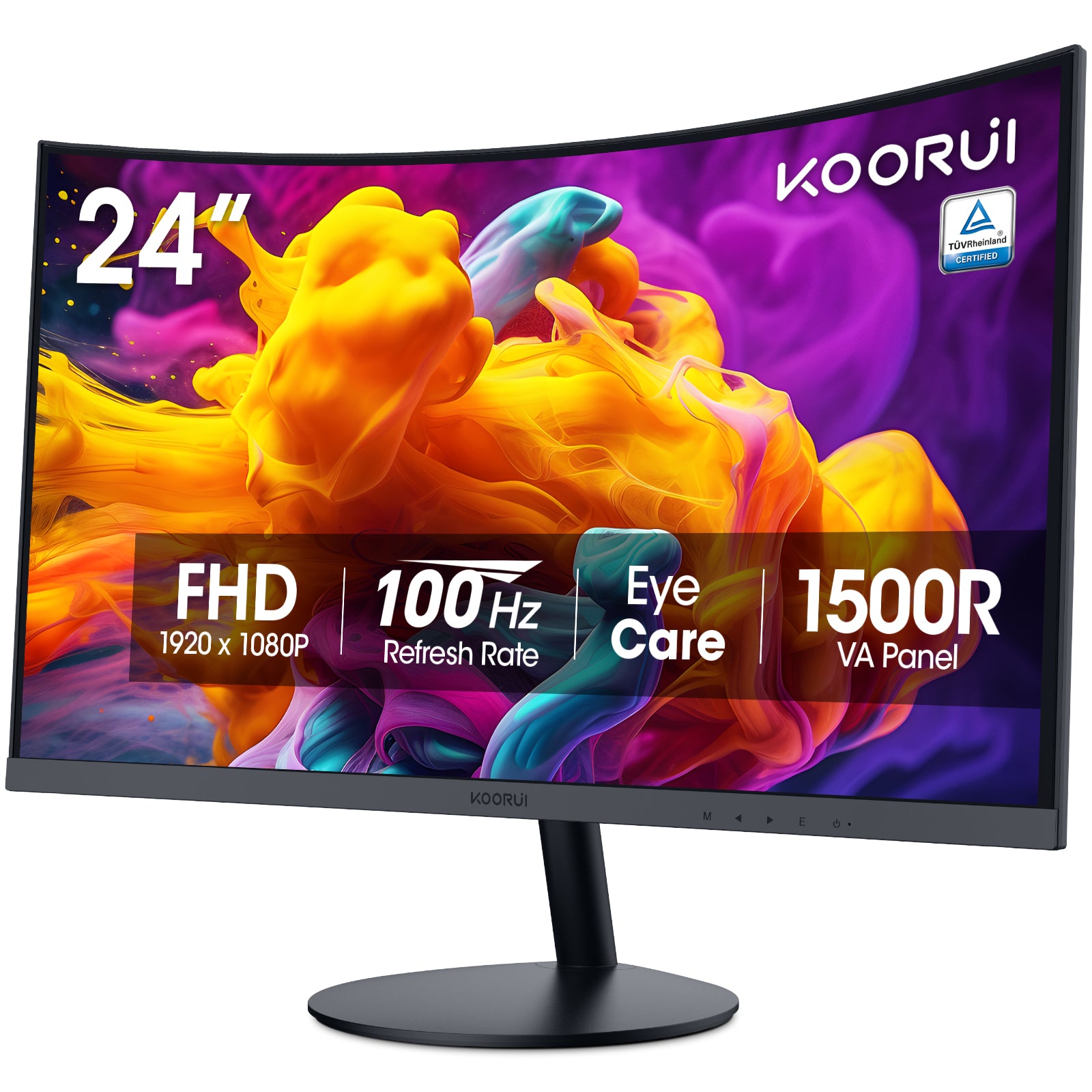 KOORUI 24 inch Curved Computer Monitor, FHD 100Hz VA 1500R PC Screen 24N5CA