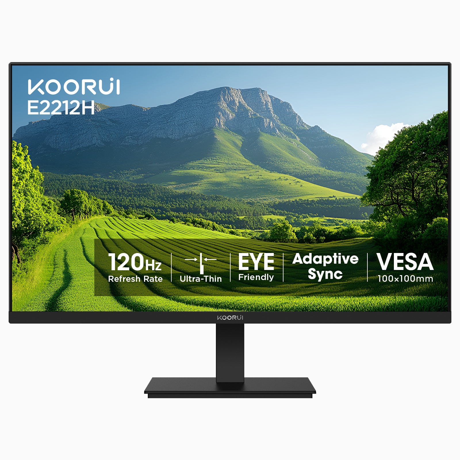 KOORUI 22 Inch Computer Monitor FHD 120Hz VA VESA Low Blue Light, E2212H