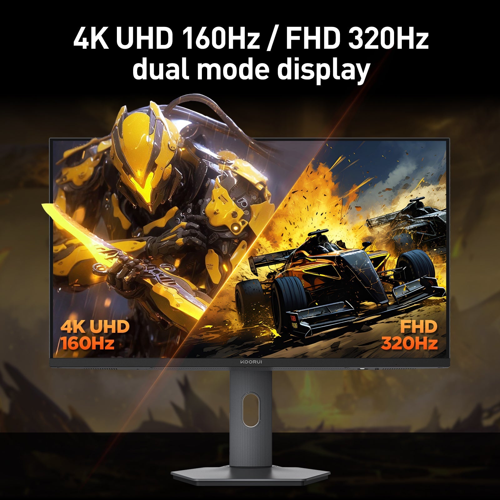 KOORUI S2741LM 27-inch Dual-Mode IPS/MINI LED UHD 160Hz/FHD 320Hz Gaming Monitor