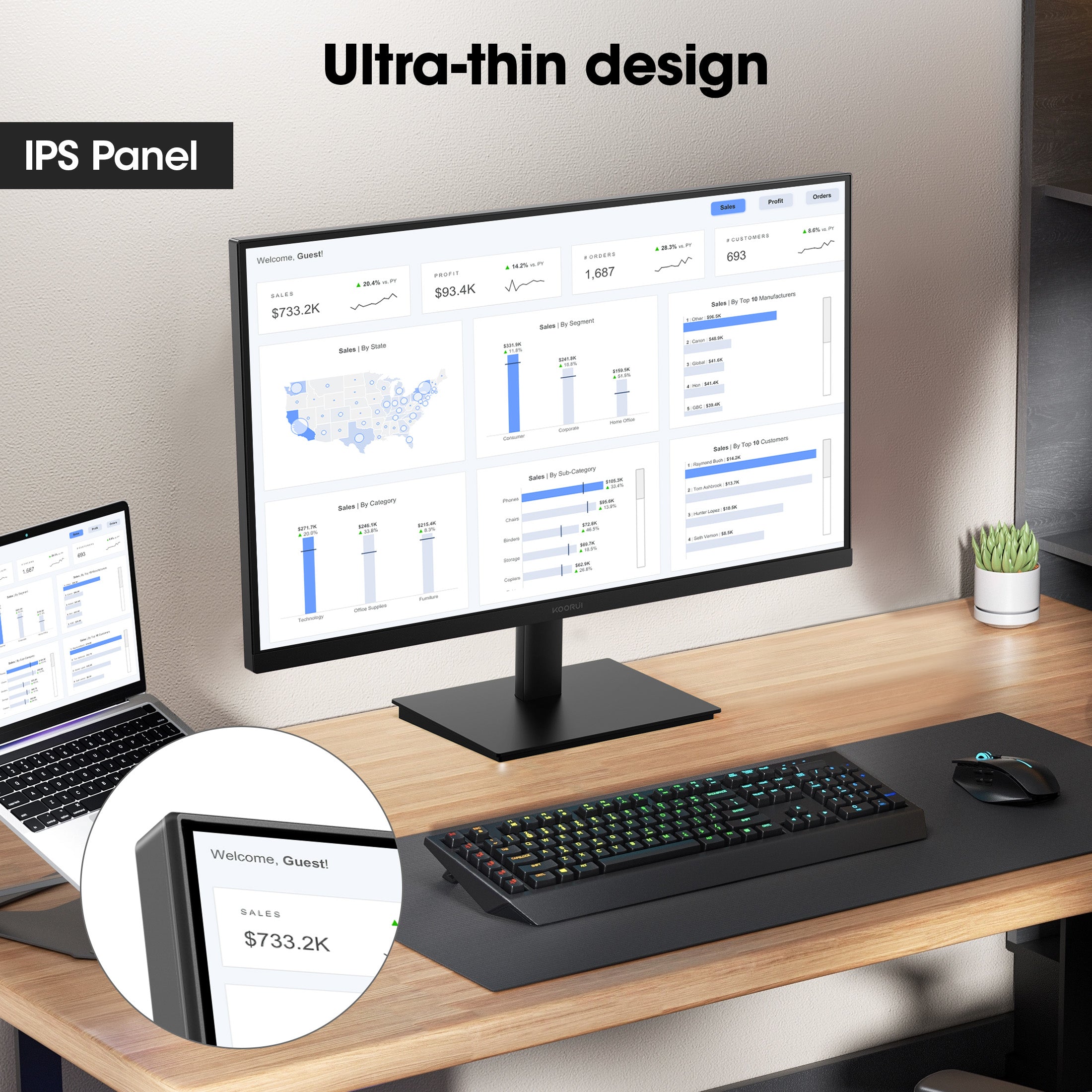KOORUI 22" FHD 120 Hz Computer Monitor, 1080p PC Monitor with Adaptive-Sync, New