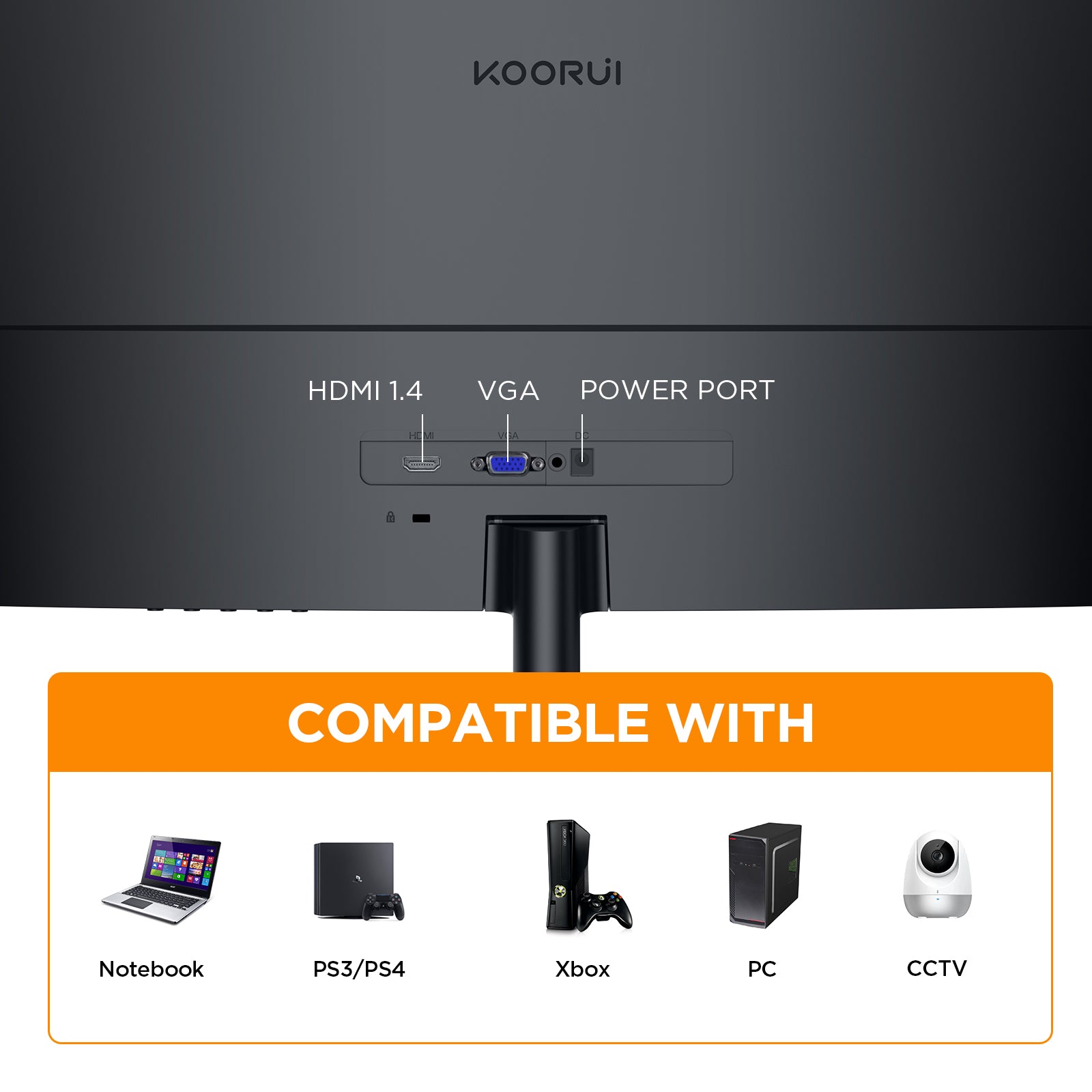KOORUI 24 inch Curved Computer Monitor, FHD 100Hz VA 1500R PC Screen 24N5CA