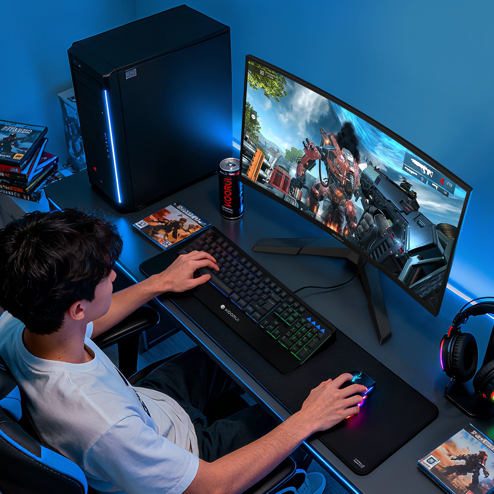 KOORUI 27 Inch Curved Gaming Monitor 180Hz FHD 1080P, 1500R VA Display 27E6CA