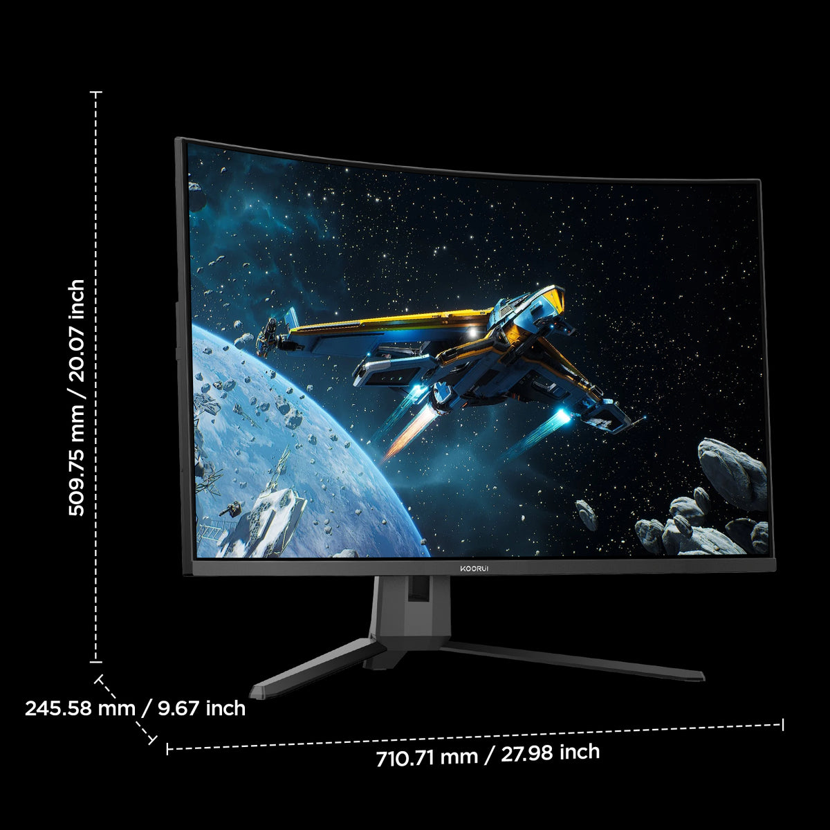 KOORUI 32 Inch Curved Gaming Monitor, QHD 2560×1440p 170Hz 1ms 1500R G3221SC