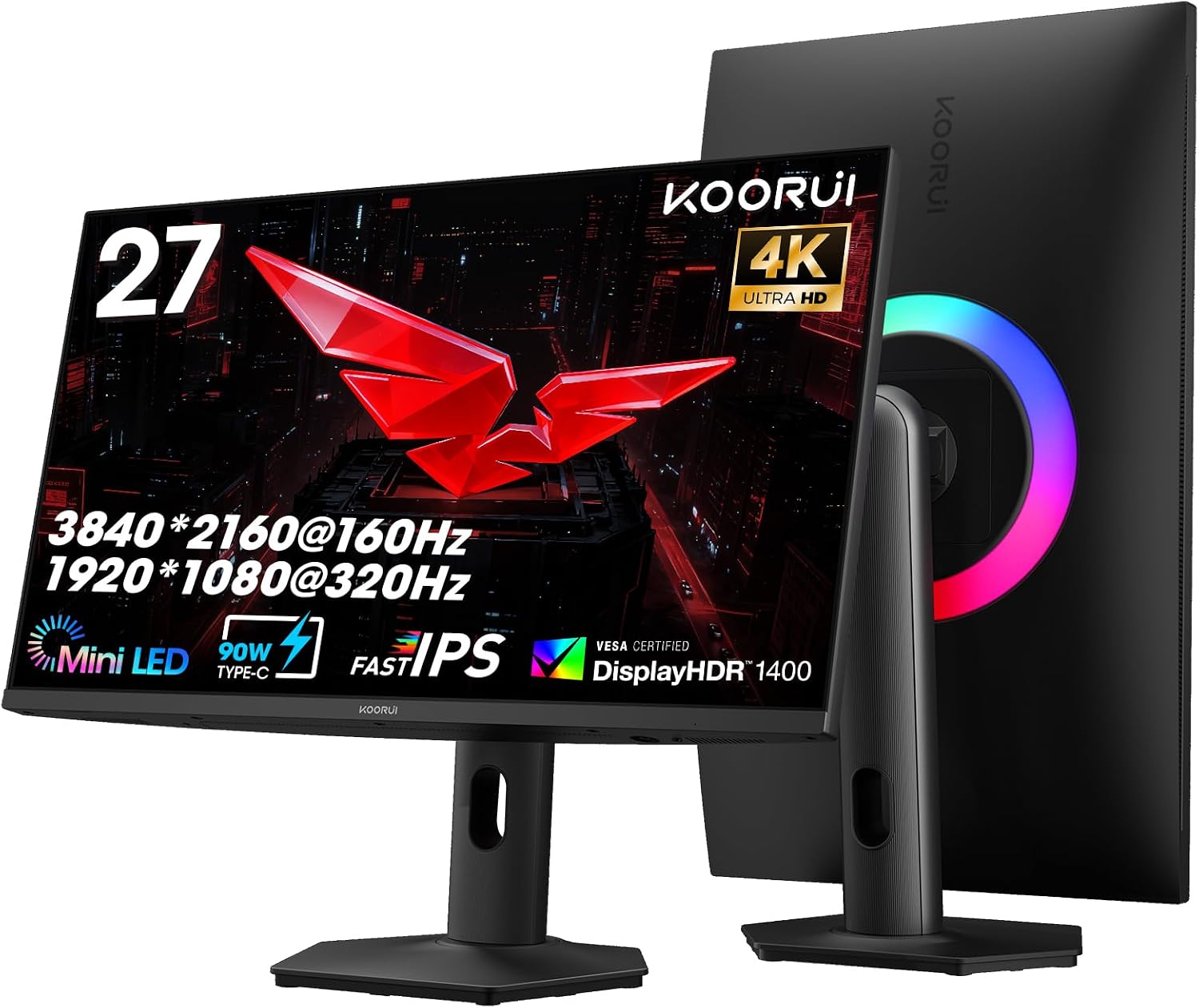 KOORUI S2741LM MiniLED 4k160hz ゲーミングモニター KOORUI S2741LM – 27 inch UHD UHD 160 Hz / FHD 320 Hz IPS / QD-Mini