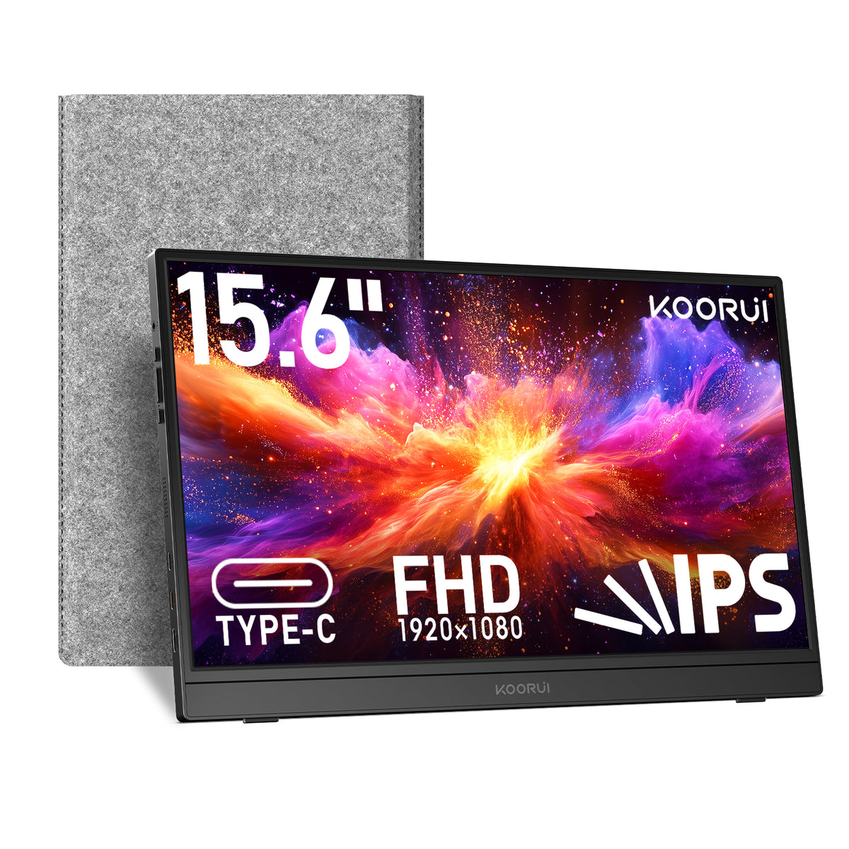 KOORUI 15.6 inch Portable Monitor, FHD 1080P IPS External Display E1512A