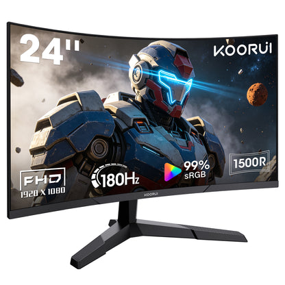 KOORUI 24 inch 1080p Curved Gaming Monitor, 180Hz FHD Computer Monitor, 1ms Adaptive-Sync, 24E6CA