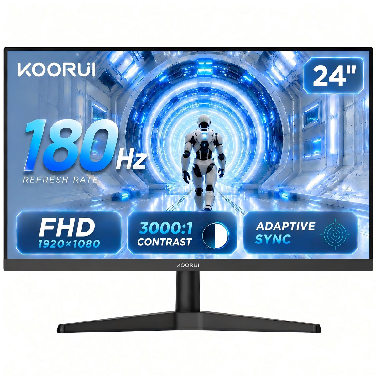 KOORUI 24 Inch Gaming Monitor, 180Hz 1080P VA Display with 3000:1 Contrast G2412V