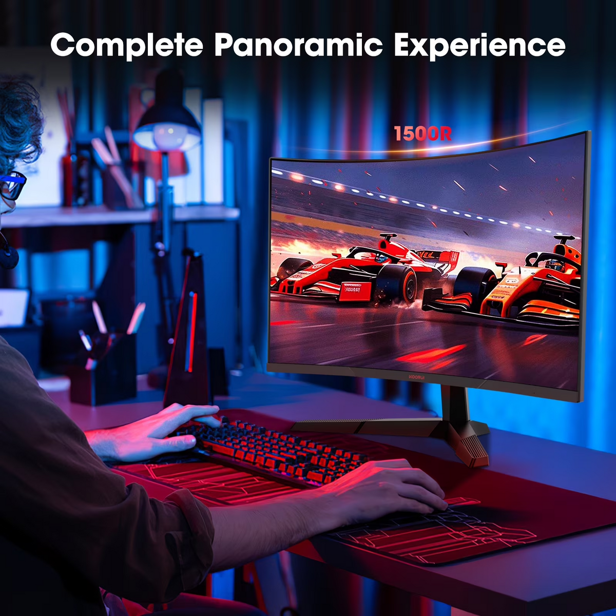 KOORUI 27 inch 1440p Curved Gaming Monitor, 180Hz QHD Computer Monitor, 1ms Adaptive-Sync, HDMI/DisplayPort, 27E6QCA WAL