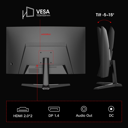 KOORUI 27 inch 1440p Curved Gaming Monitor, 180Hz QHD Computer Monitor, 1ms Adaptive-Sync, HDMI/DisplayPort, 27E6QCA WAL