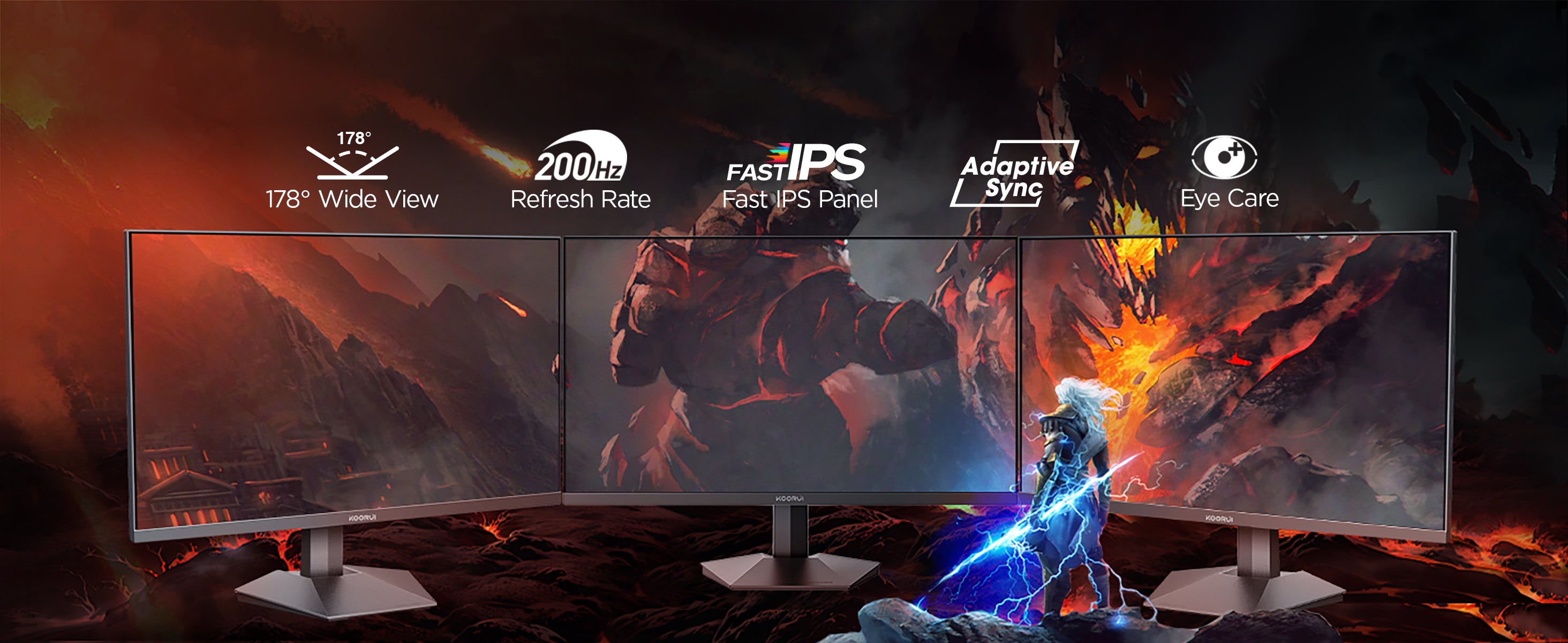 Koorui 24 Inch QHD 180Hz IPS Gaming Monitor with 99% sRGB – KOORUI US