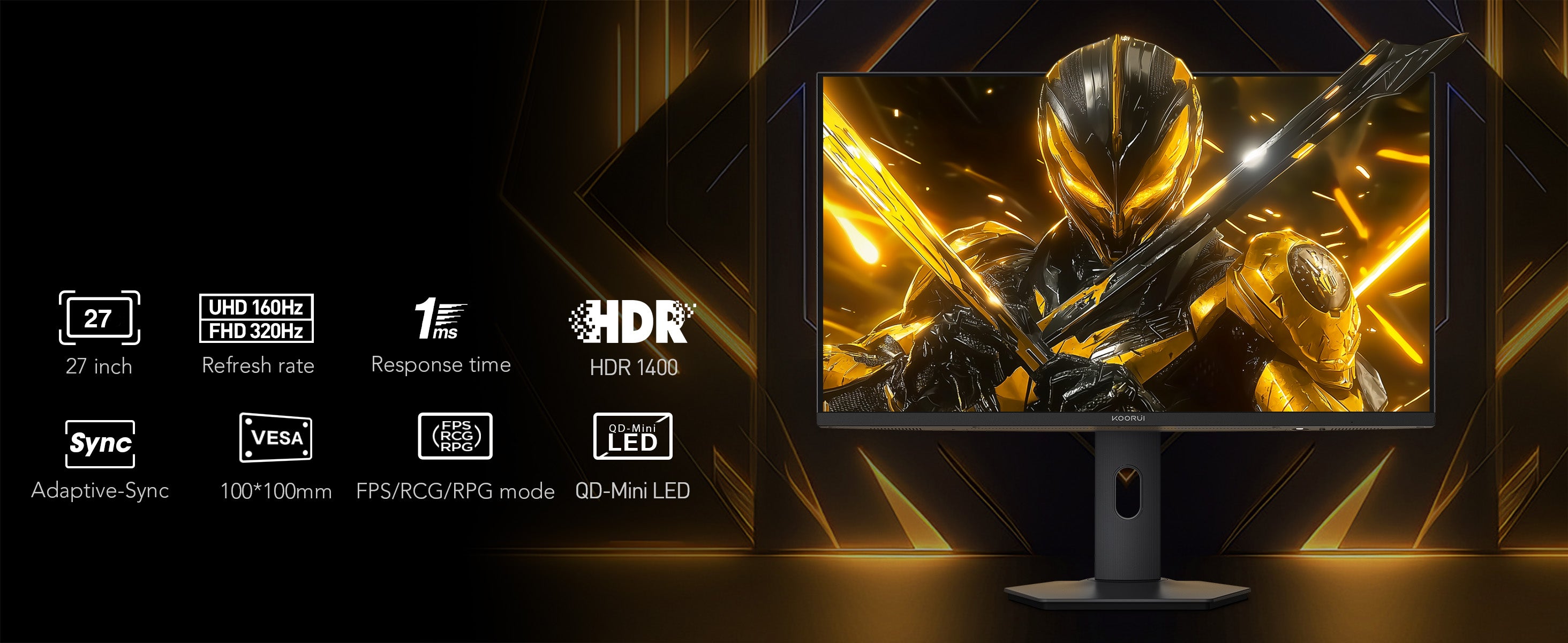 KOORUI S2741LM 27-inch Dual-Mode IPS/MINI LED UHD 160Hz/FHD 320Hz