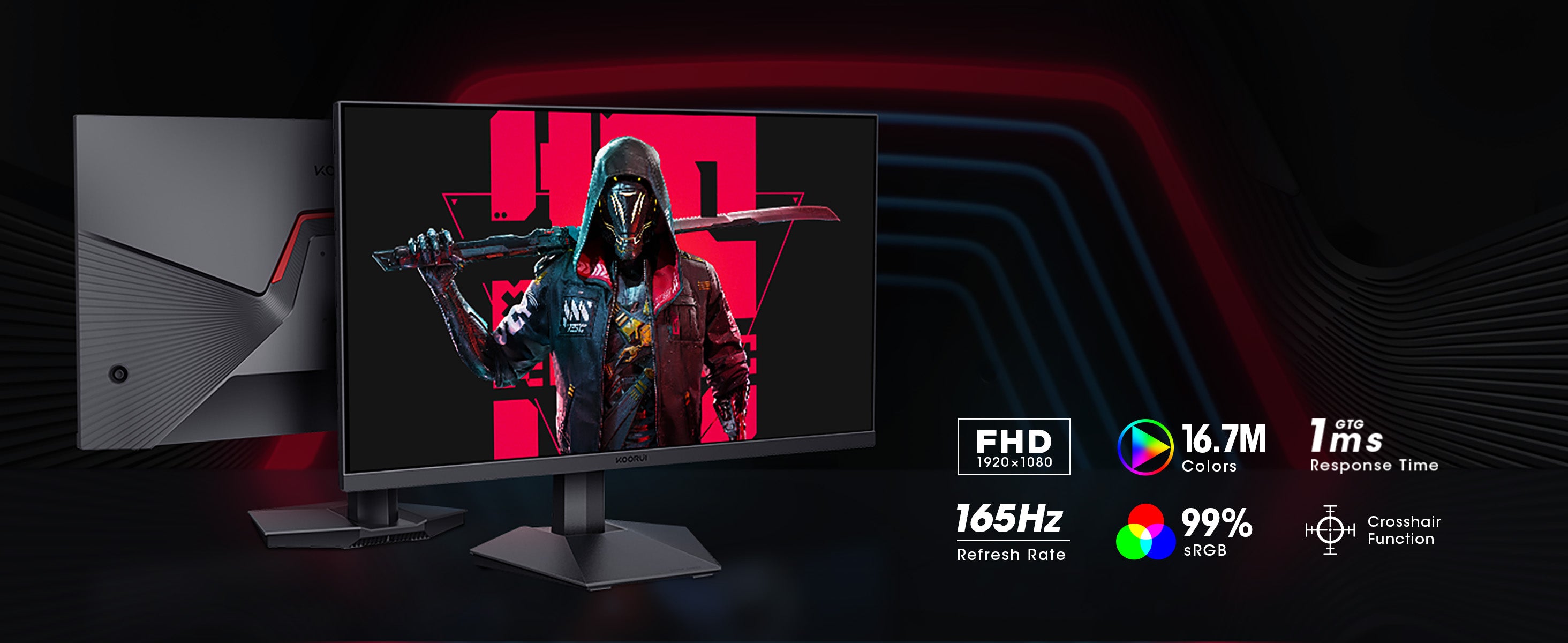 KOORUI 24E3 24型 ゲーミングモニター Koorui 24 Inch FHD 165Hz IPS Gaming Monitor with Adaptive