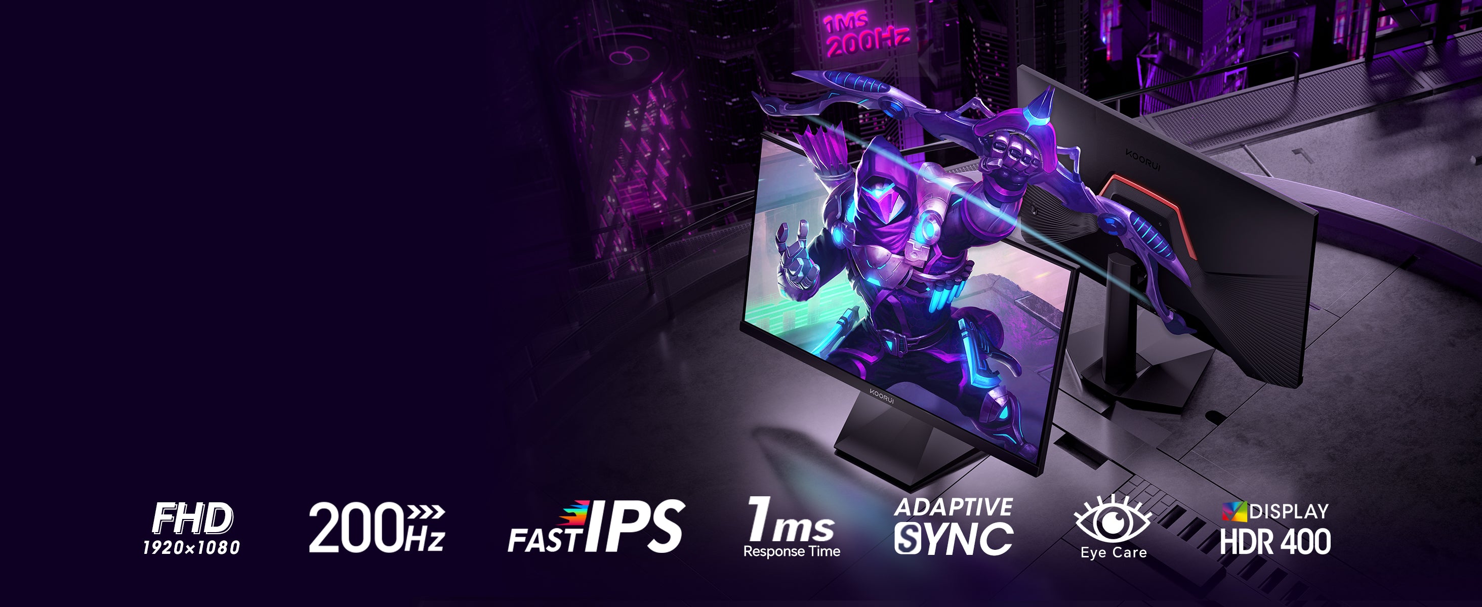 Koorui 24 Inch FHD 200Hz IPS HDR400 Gaming Monitor – KOORUI US