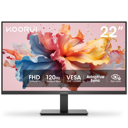 KOORUI 22" FHD 120 Hz Computer Monitor, 1080p PC Monitor with Adaptive-Sync, New