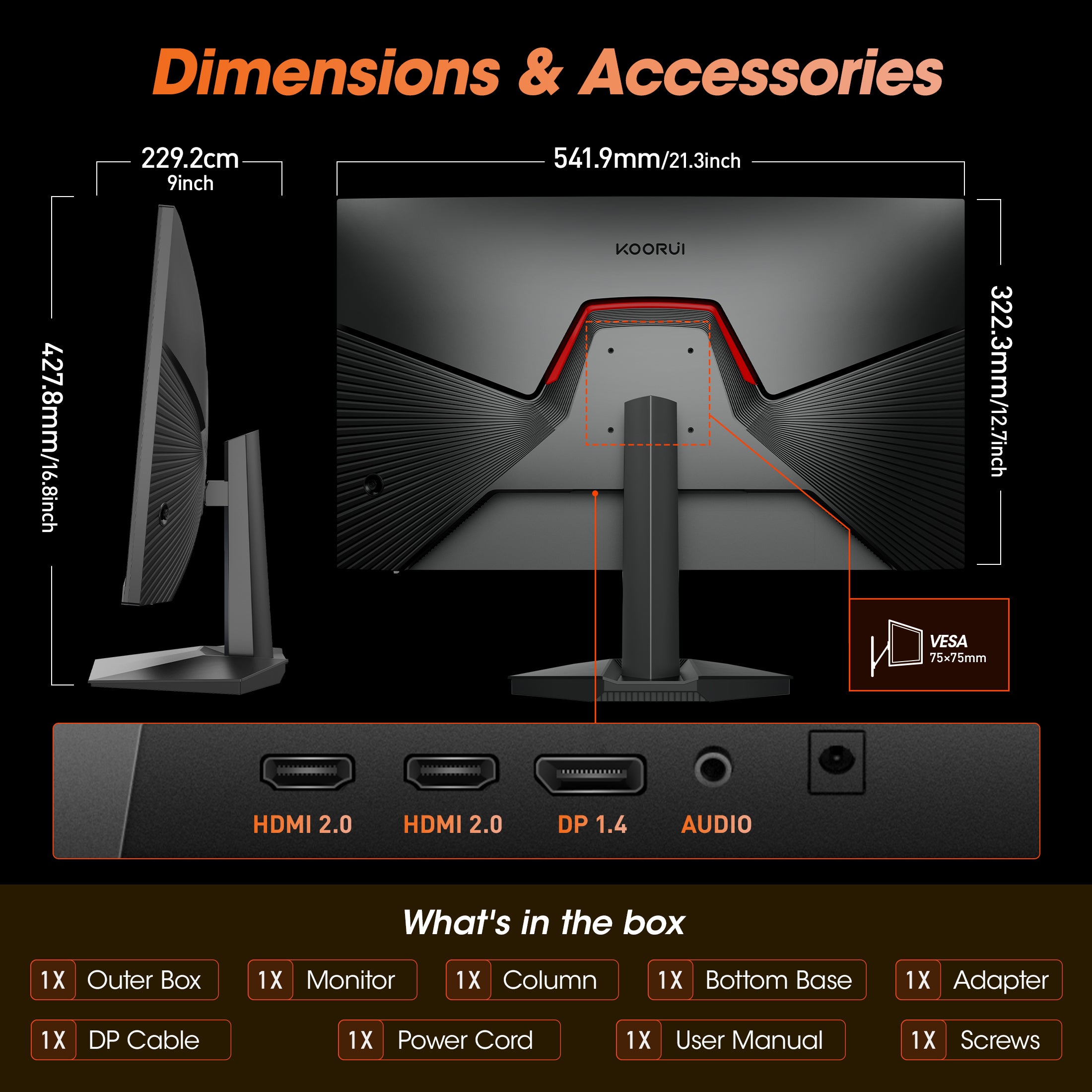 KOORUI 24" 1440p Gaming Monitor, 180Hz 2K QHD Computer Monitor, New Pc Monitor, G2421V