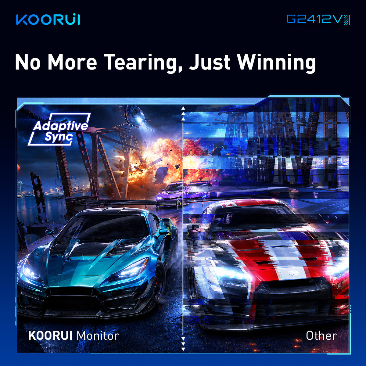 KOORUI 24 Inch Gaming Monitor, 180Hz 1080P VA Display with 3000:1 Contrast G2412V
