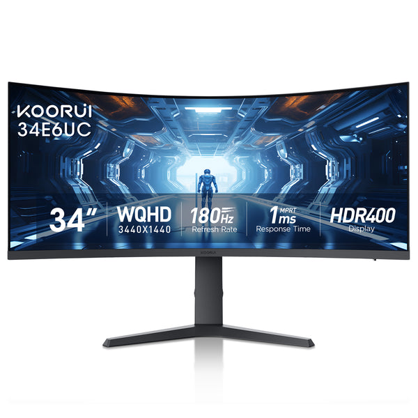 Koorui 34 Inch Ultrawide Curved WQHD 180Hz Gaming Monitor with HDR400 ...