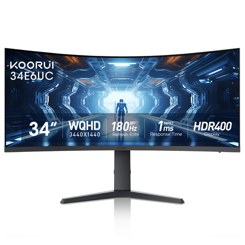 Koorui 34 Inch Ultrawide Curved WQHD 180Hz Gaming Monitor with HDR400 ...