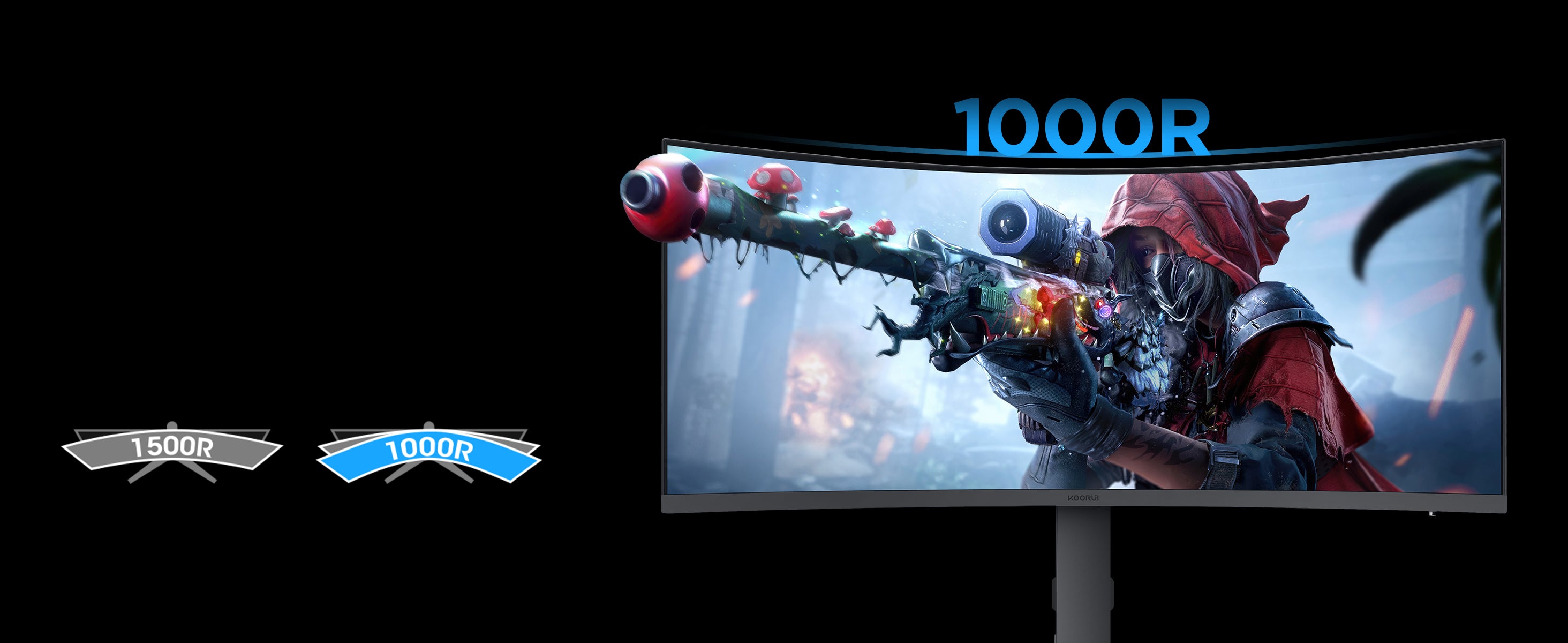 Koorui 34 Inch Ultrawide Curved WQHD 165Hz Gaming Monitor with