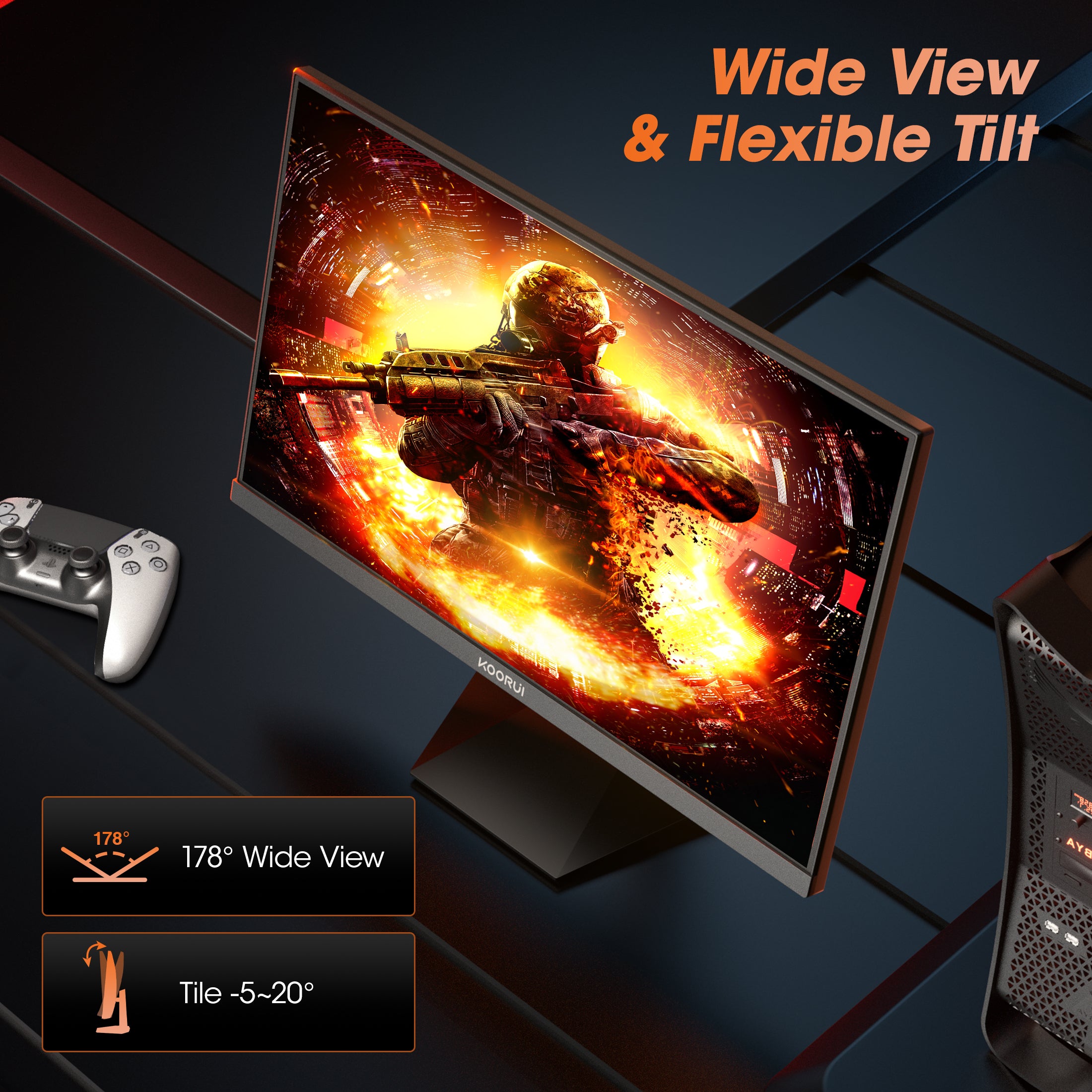 KOORUI 24" 1440p Gaming Monitor, 180Hz 2K QHD Computer Monitor, New Pc Monitor, G2421V