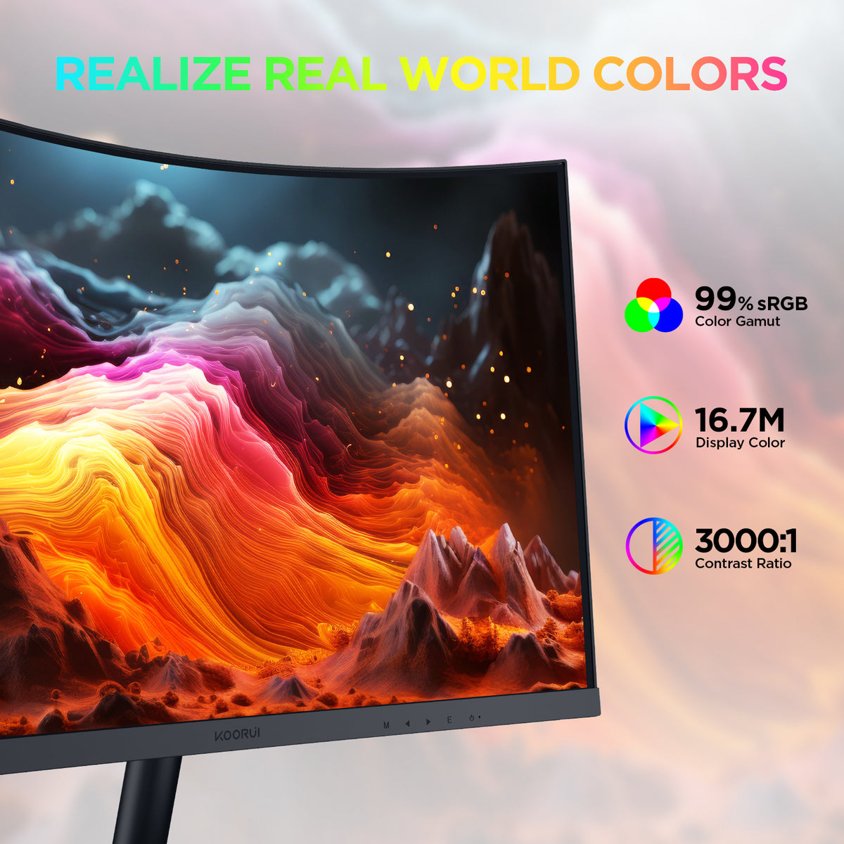 KOORUI 24 inch Curved Computer Monitor, FHD 100Hz VA 1500R PC Screen 24N5CA