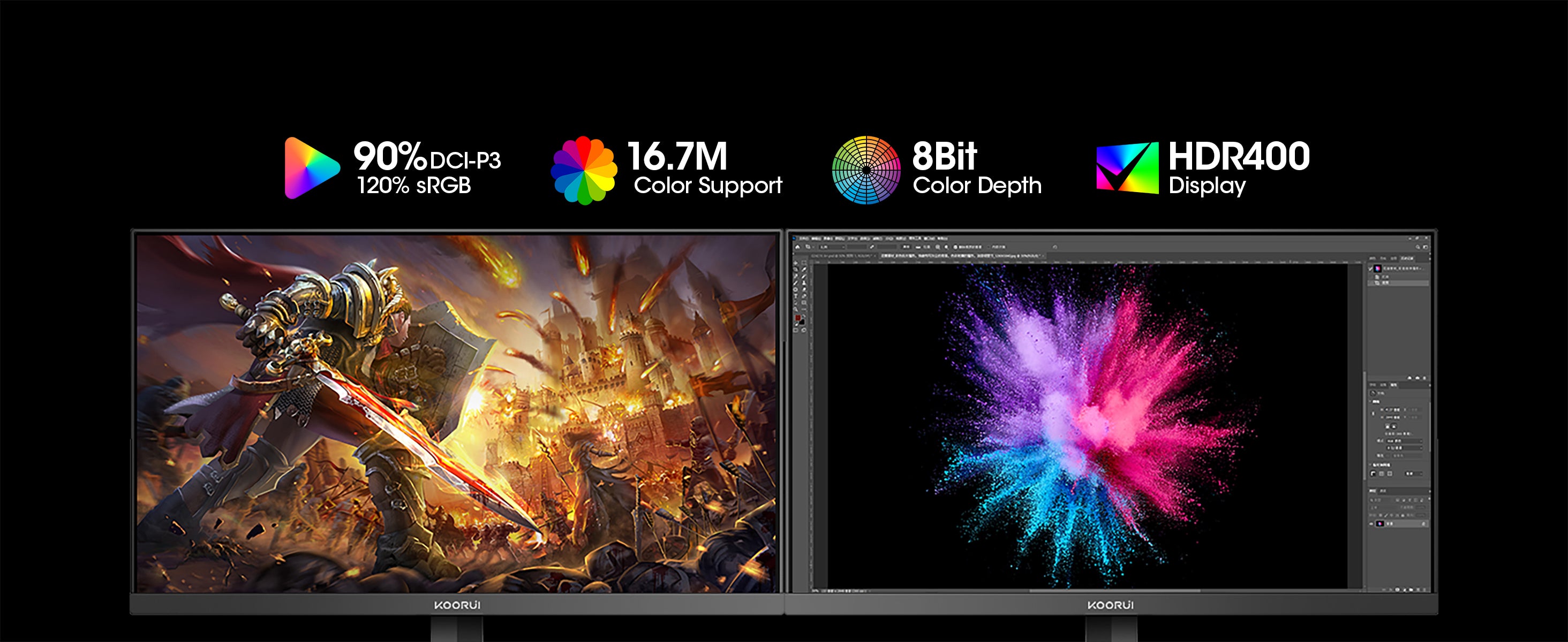 Koorui 24 Inch QHD 180Hz IPS Gaming Monitor with 99% sRGB – KOORUI US