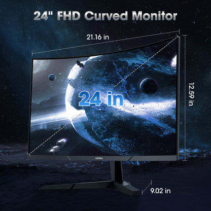 KOORUI 24 inch 1080p Curved Gaming Monitor, 180Hz FHD Computer Monitor, 1ms Adaptive-Sync, 24E6CA