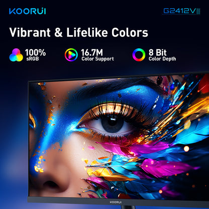 KOORUI 24 Inch Gaming Monitor, 180Hz 1080P VA Display with 3000:1 Contrast G2412V