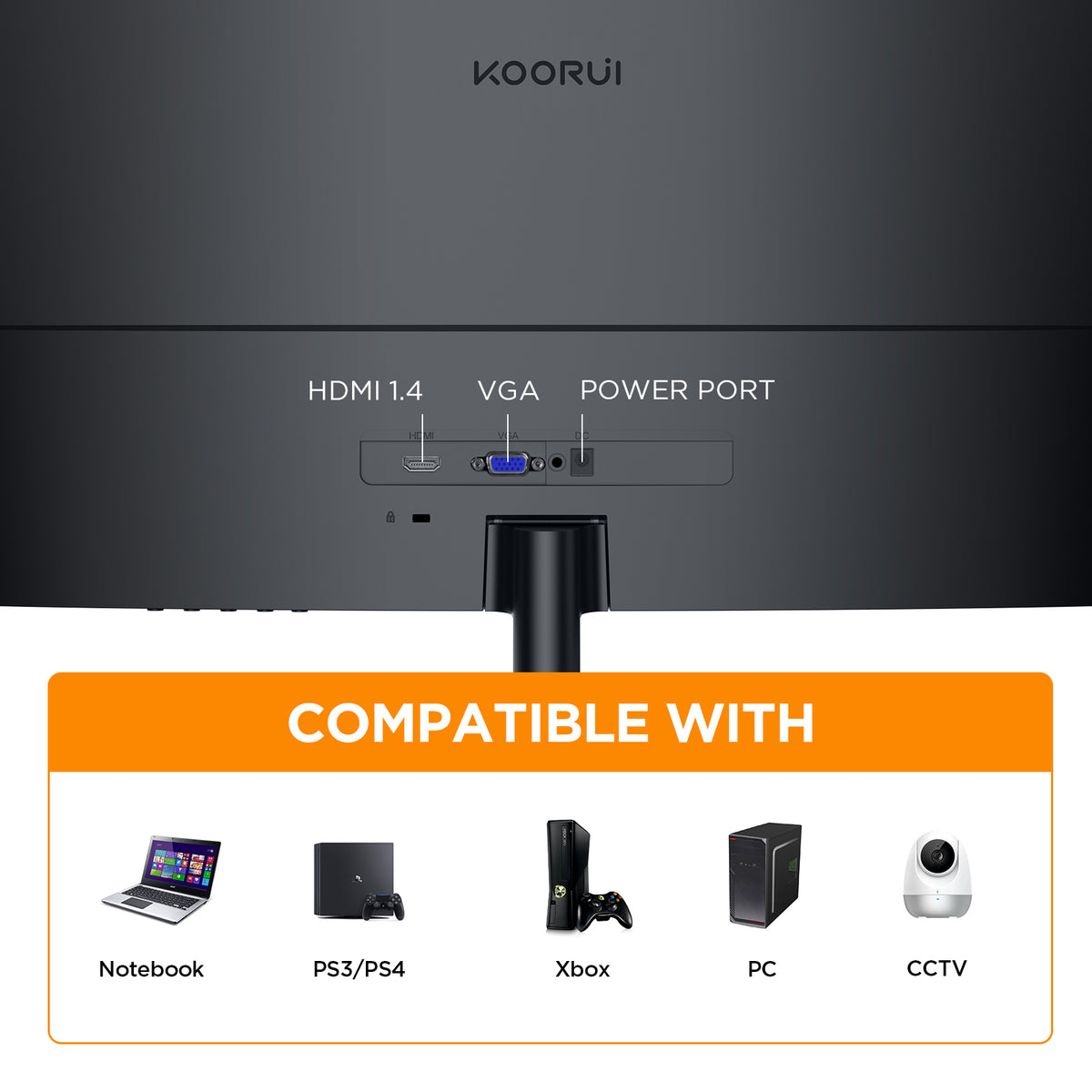 KOORUI 24 inch Curved Computer Monitor, FHD 100Hz VA 1500R PC Screen 24N5CA