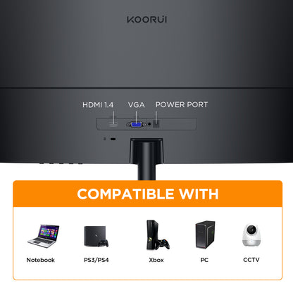 KOORUI 24 inch Curved Computer Monitor, FHD 100Hz VA 1500R PC Screen 24N5CA