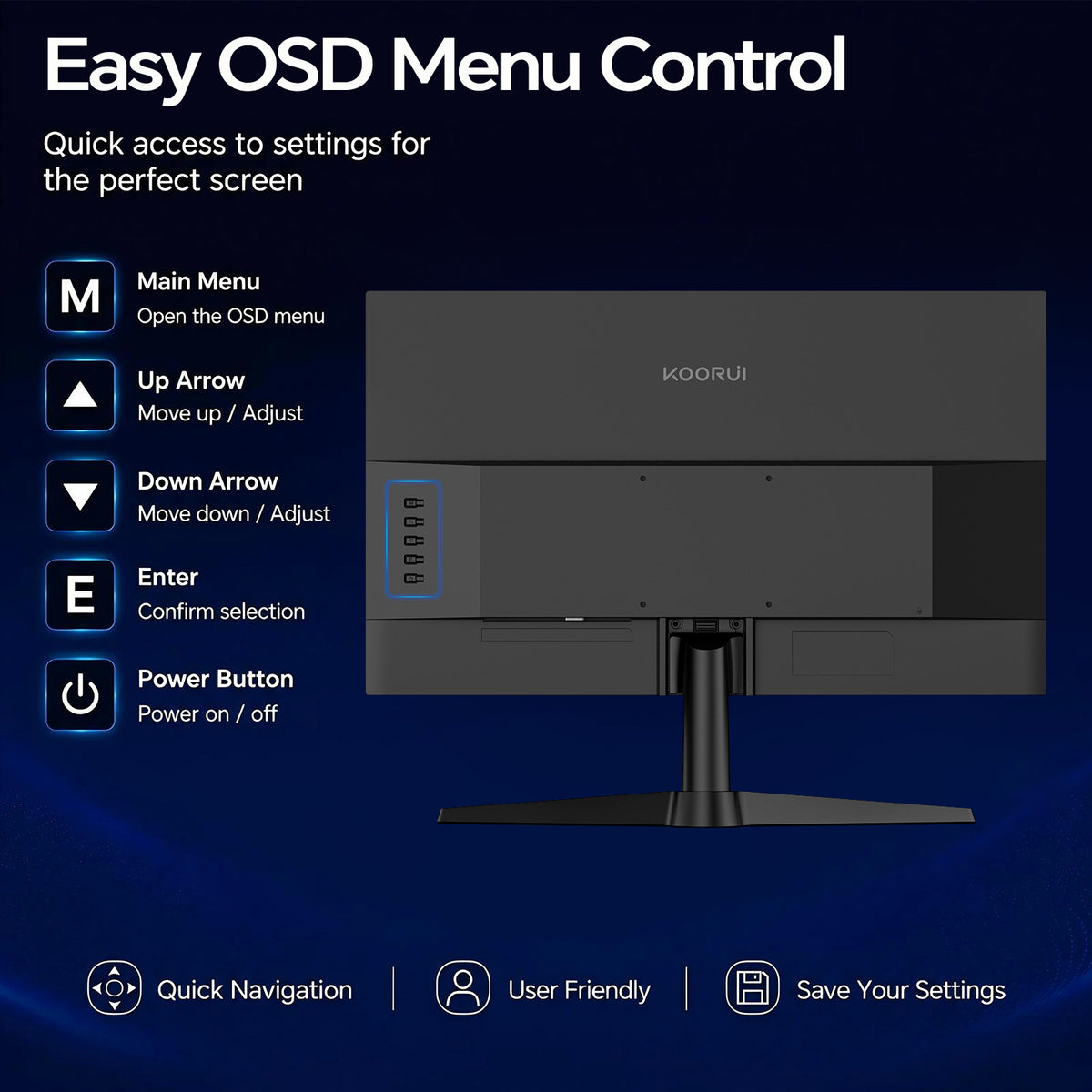 KOORUI 24 Inch Gaming Monitor, 180Hz 1080P VA Display with 3000:1 Contrast G2412V