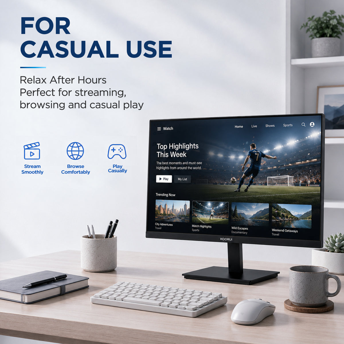 KOORUI 24 inch Computer Monitor, 144Hz FHD VA for Study, Work & Play E2412K
