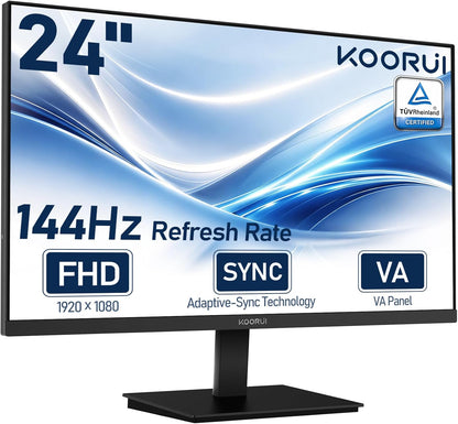 KOORUI 24 inch Computer Monitor, 144Hz FHD VA for Study, Work & Play E2412K