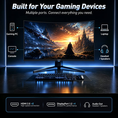 KOORUI 32 Inch Curved Gaming Monitor, QHD 2560×1440p 170Hz 1ms 1500R G3221SC