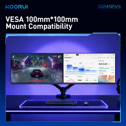 KOORUI 24 Inch Gaming Monitor, 180Hz 1080P VA Display with 3000:1 Contrast G2412V