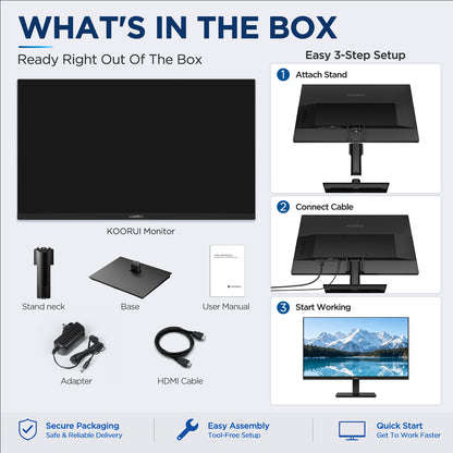 KOORUI 24 inch Computer Monitor, 144Hz FHD VA for Study, Work & Play E2412K
